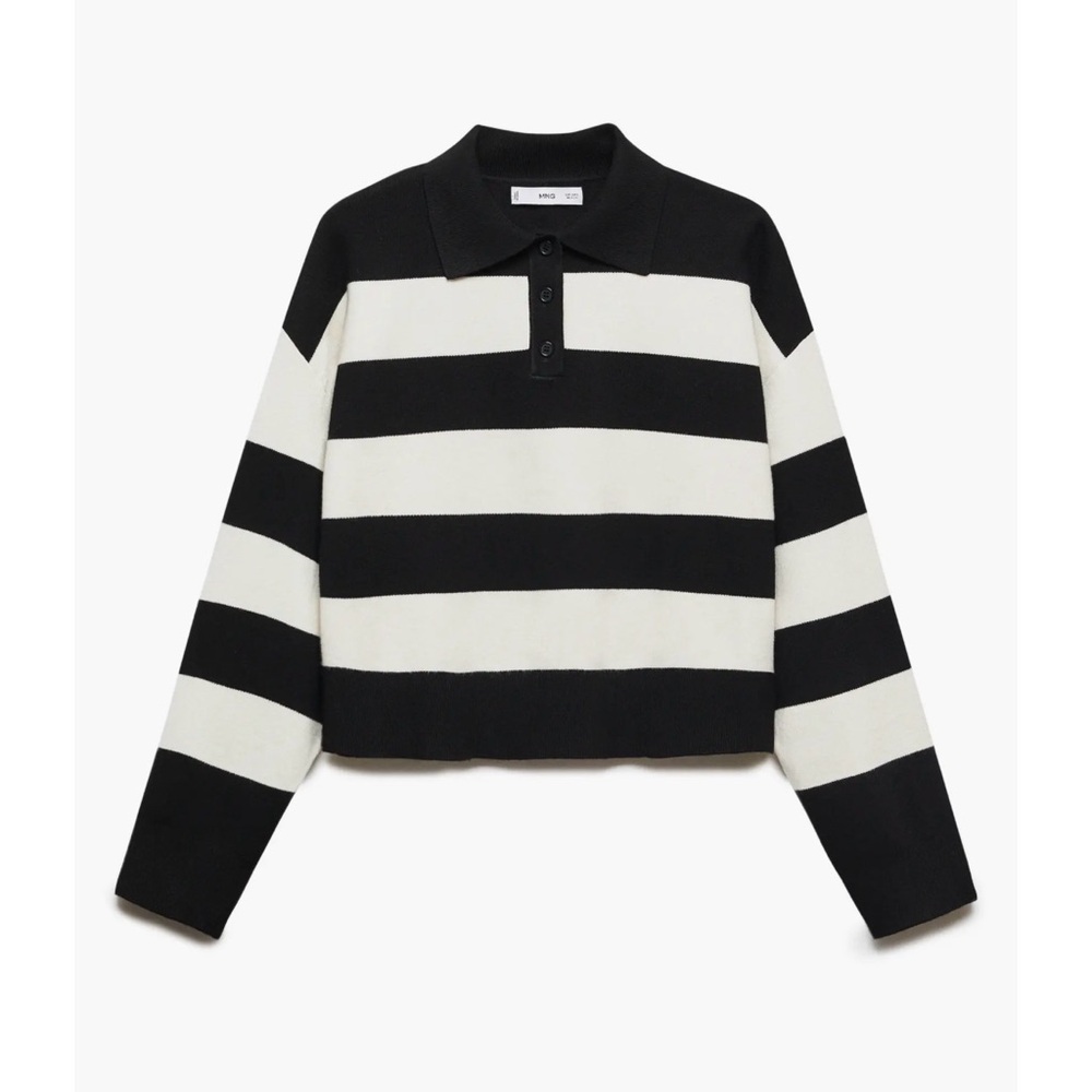 Mango Black and White Striped Sweater Fits M/L